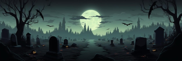 Banner van donkere grafsteen begraafplaats halloween achtergrondconcept vakantie ontwerp illustratie