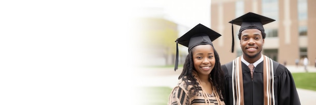 Banner van jonge afgestudeerde studenten tegen universitaire achtergrond ai gegenereerd