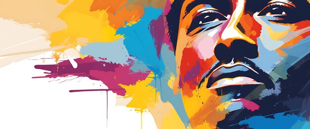 Banner van Martin Luther King Jr. Gezicht met een palet en penseel v 2D Design Art Creative Post