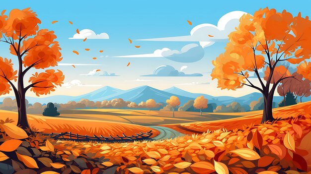 Foto banner van oogst herfst landschap van boerderijen boomgaarden en fie thanksgiving vakantie ontwerp idee