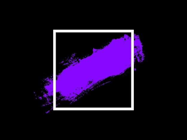 Banner quadrato bianco con tocco viola su sfondo nero. foto di alta qualità