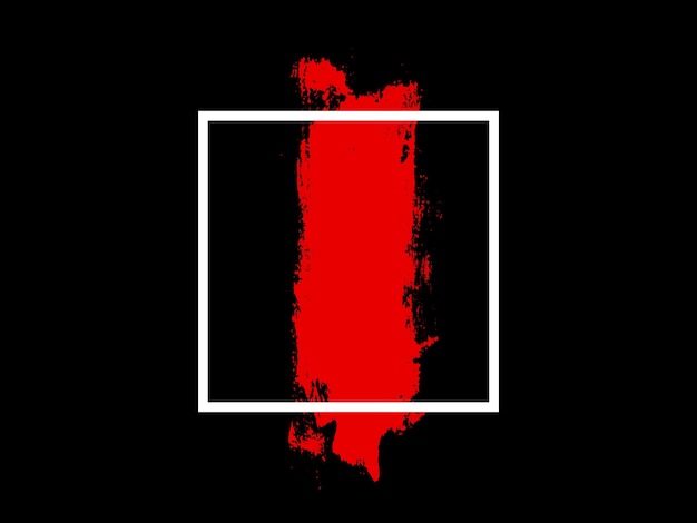 Banner. white square with red touch isolated on black background. High quality photo