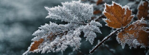 사진 잎, 가지, 심지어 물 표면의 복잡한 얼음 패턴에 대한 겨울 자연의 발