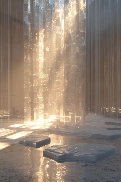 a banner with 3Drendered cascading light rays