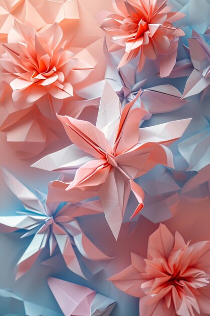 a banner with 3Drendered origami art in pastel shades