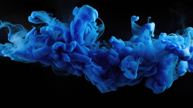 Фото Баннер с абстрактным фоном взрыва синего чернила на черном фоне