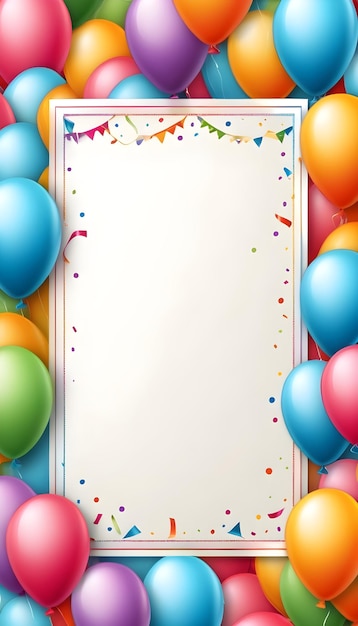 Foto a banner with balloons and a banner for the birthday party