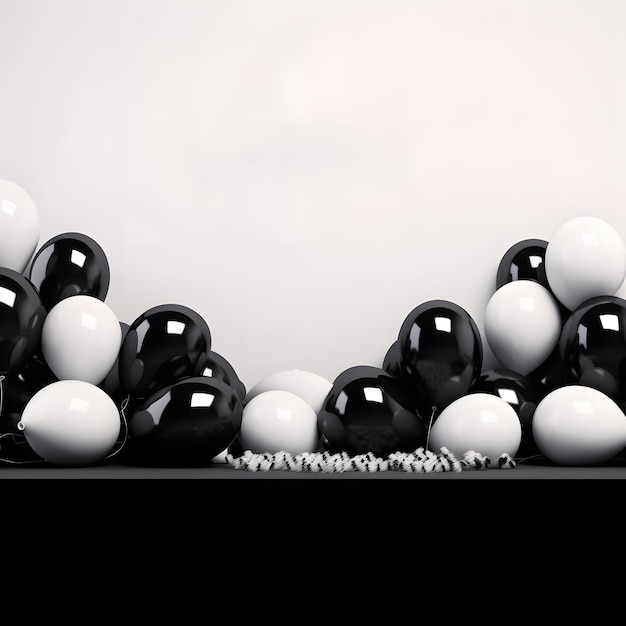 Banner with Black and White Balloons For Black Friday and Cyber Monday Banner Template Image