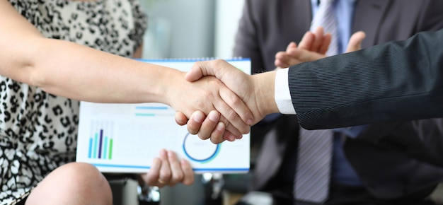 Banner with business chart handshake