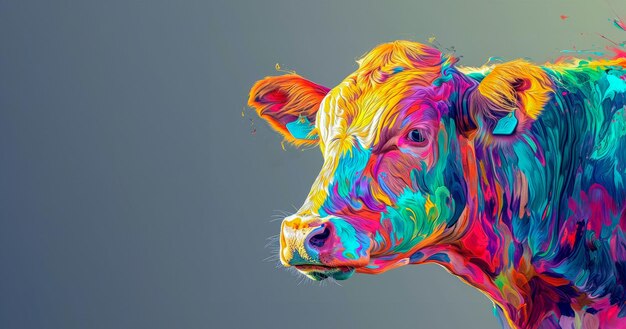 Banner with copy space chromatic mosaic the vibrant essence of bovine beauty