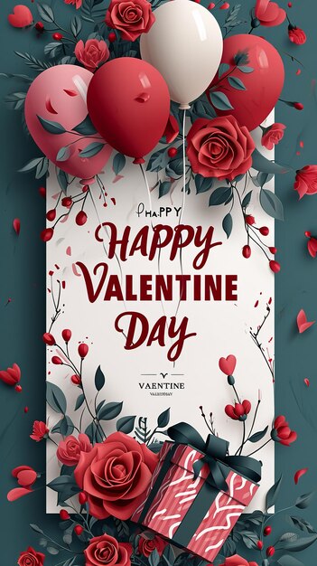 Banner with copy space and a happy Valentines Day in the top view Generative AI