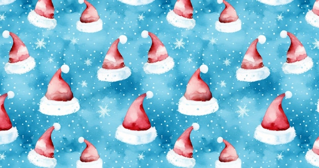 Banner with copy space of Santa Claus hats wrapping paper pattern design