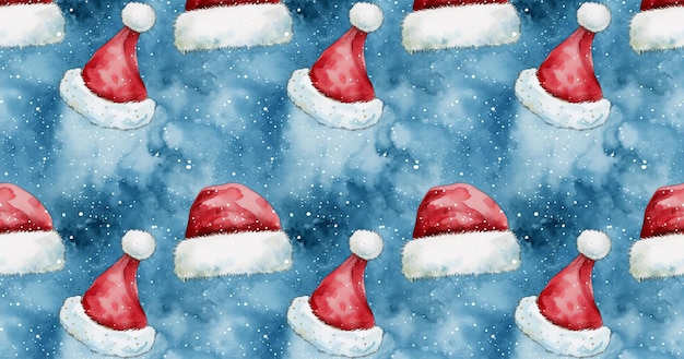 Banner with copy space of Santa Claus hats wrapping paper pattern design