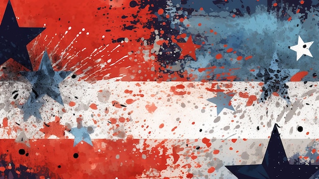 Banner with grunge USA background with red and blue Generative AI