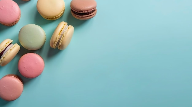 Banner with macarons Copy space background Generative AI