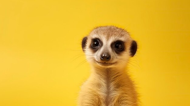 Banner with meerkat on a yellow background Generative AI