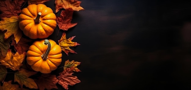 Banner with pumpkins and free space for Halloween congratulations AI generated