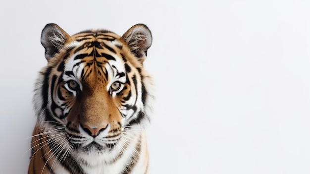 Banner with tiger on a white background Generative AI