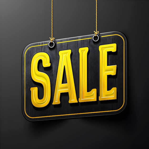 Banner with the word SALE in yellow text on a black background