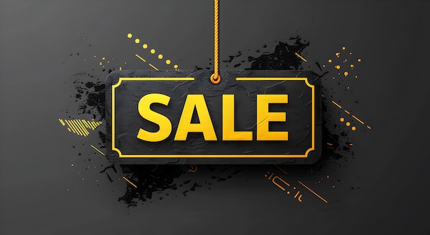 Photo banner with the word sale in yellow text on a black background