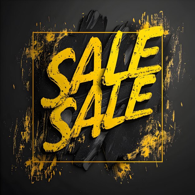 Banner with the word SALE in yellow text on a black background