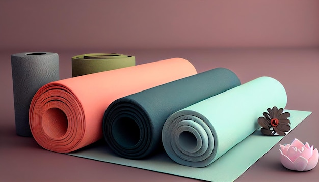 Banner with yoga mats to the side Generative AI