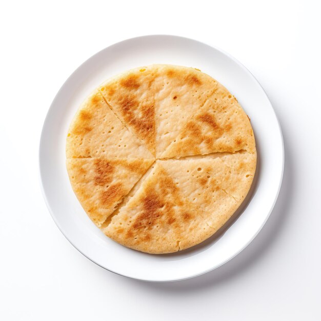 Bannock Bread Canadian Dish On Plate On White Background Directly Above View