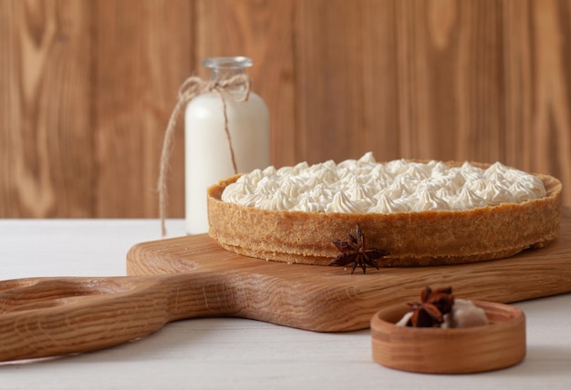 Banoffee pie on a wooden board