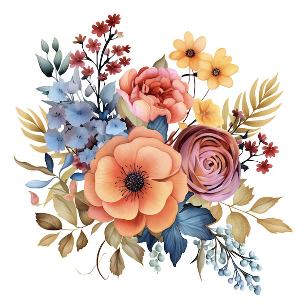 banquet of hand drawn watercolor flowers