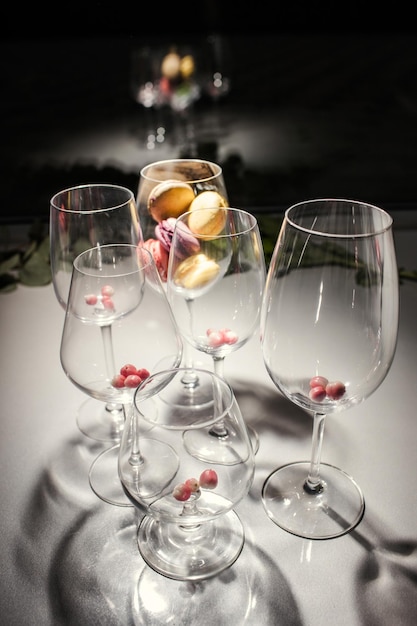 Banquet party crystal wine brandy glasses