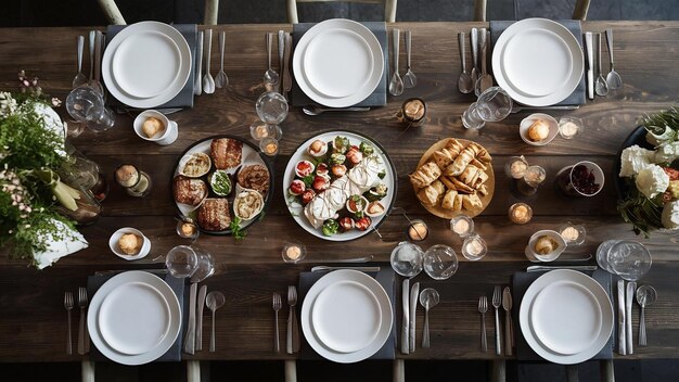 Banquet table with snacks