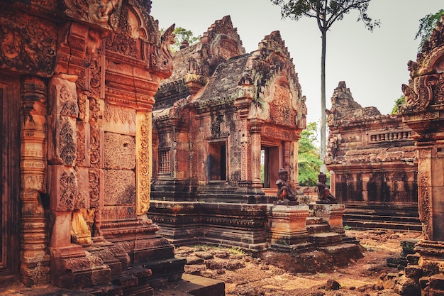 Banteay Srey unique temple of pink sandstone