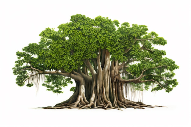 사진 색 배경 에 고립 된 바니안 나무