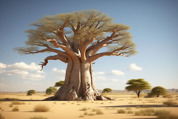 Baobab tree in the Kalahari Desert a symbol of Generative ai