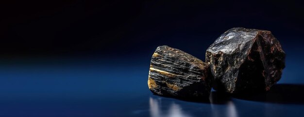 Baotite is een zeldzame kostbare natuursteen op een zwarte achtergrond AI gegenereerd Header banner mockup