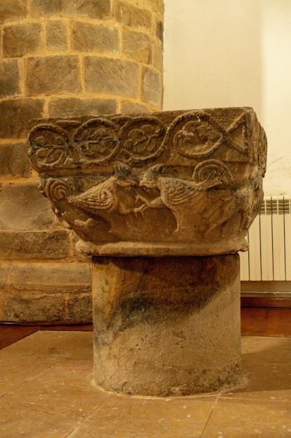 Baptismal font in the church of santa maria de villanueva de taverga