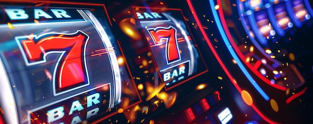 The bar in the casino is a slot machine with the number 7 on the front |  Premium AI-generated image