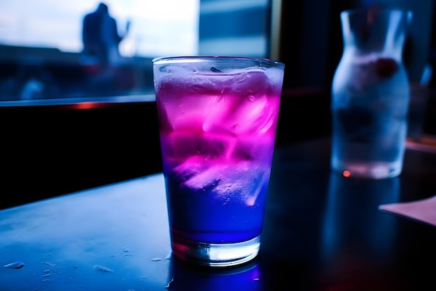 Bar and cocktails in neon colours neural network ai generated