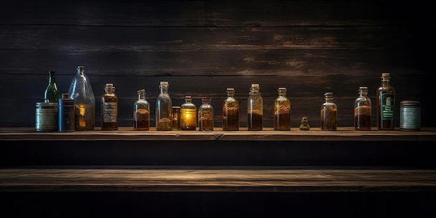 bar counter table in a dark background