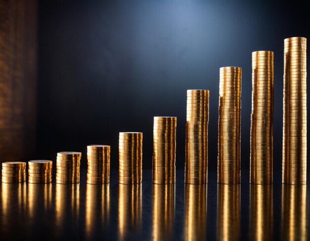 Photo a bar graph is made by arranging stacks of coins