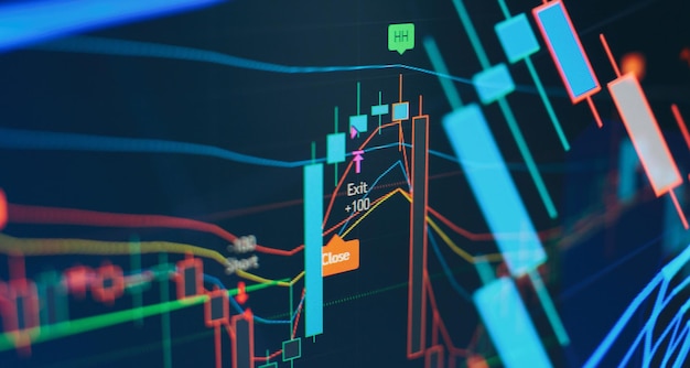 Grafici a barre diagrammi figure finanziarie astratta incandescente carta da parati forex grafico interfaccia investimenti commercio finanza azionaria