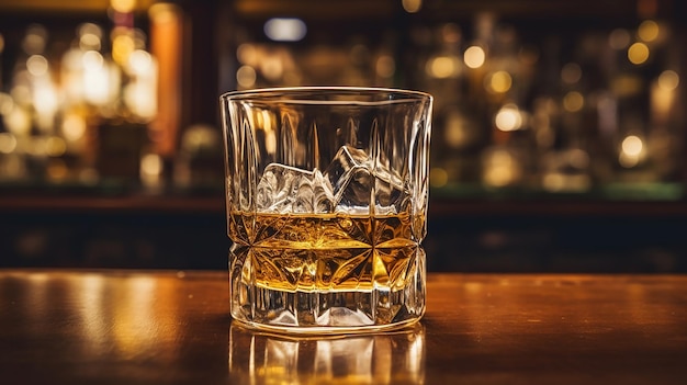 Photo bar setting glass of whiskey elegance