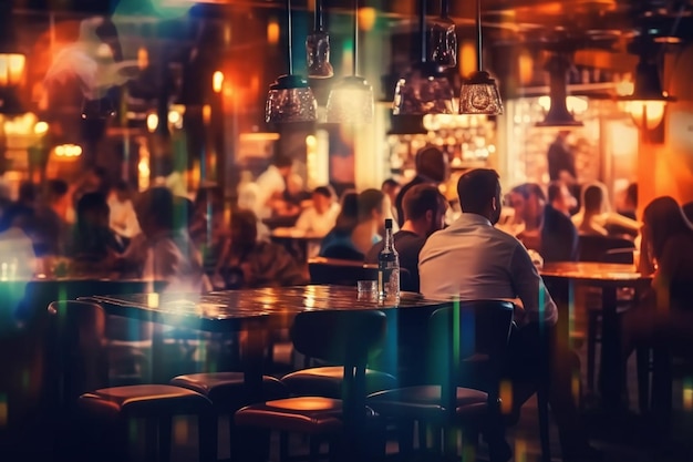 A bar with a bottle of wine on the table