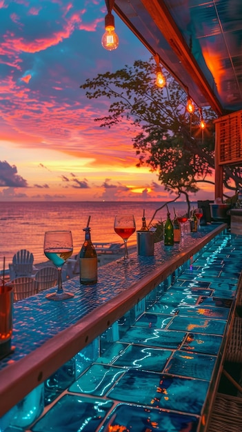 Bar With Ocean View at Sunset