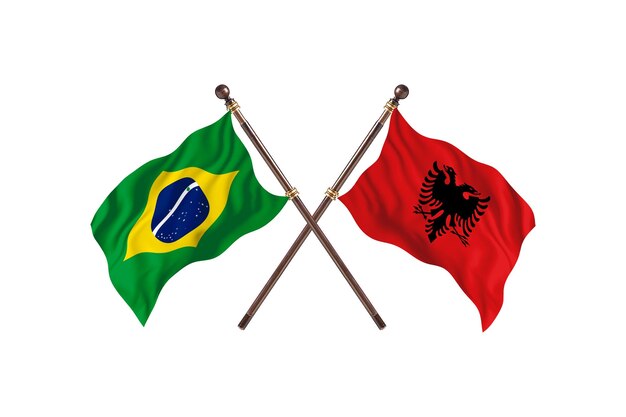 Barazil versus Albania Flags Background