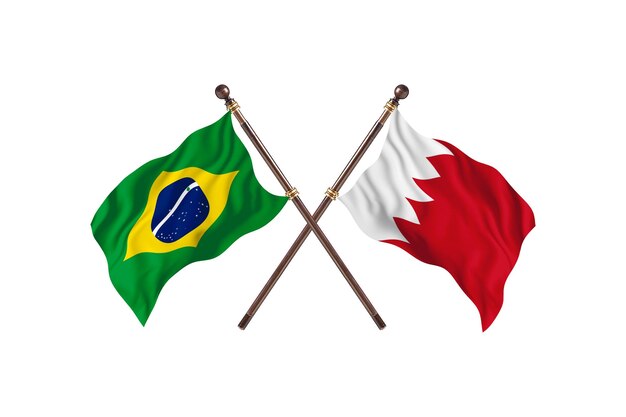 Barazil versus Bahrain Flags Background