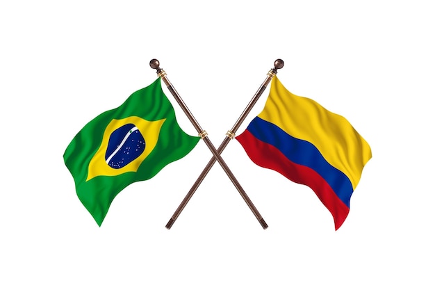 Barazil versus Colombia Flags Background