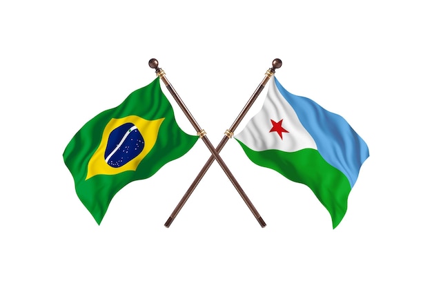 Фон флагов Баразил против Джибути
