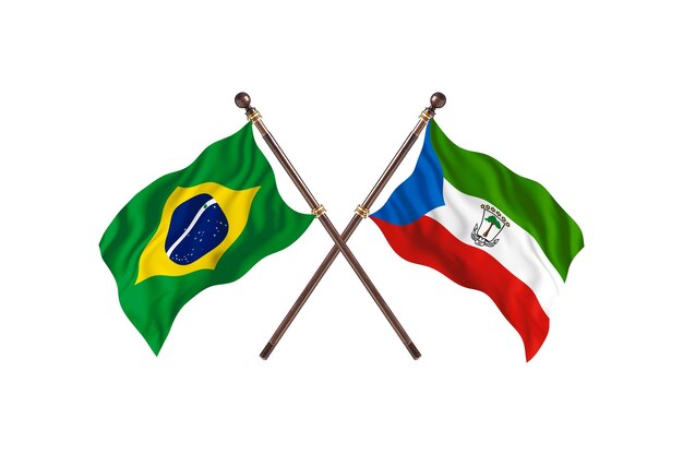 Barazil versus Equatorial Guinea Flags Background