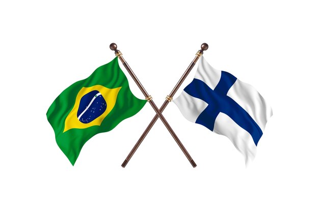 Barazil versus Finland vlaggen achtergrond